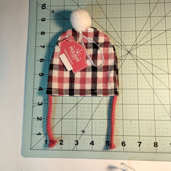 Uncle Buck Hat Ornament Tartan Plaid Red Black Cabin Lodge Cottage - Picture 3 of 3